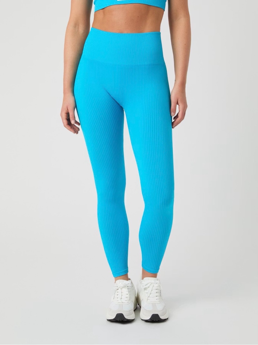 BO + TEE HIGH RISE RIBBED LEGGING BRIGHT BLUE WORN ONCE!! SIZE XS!